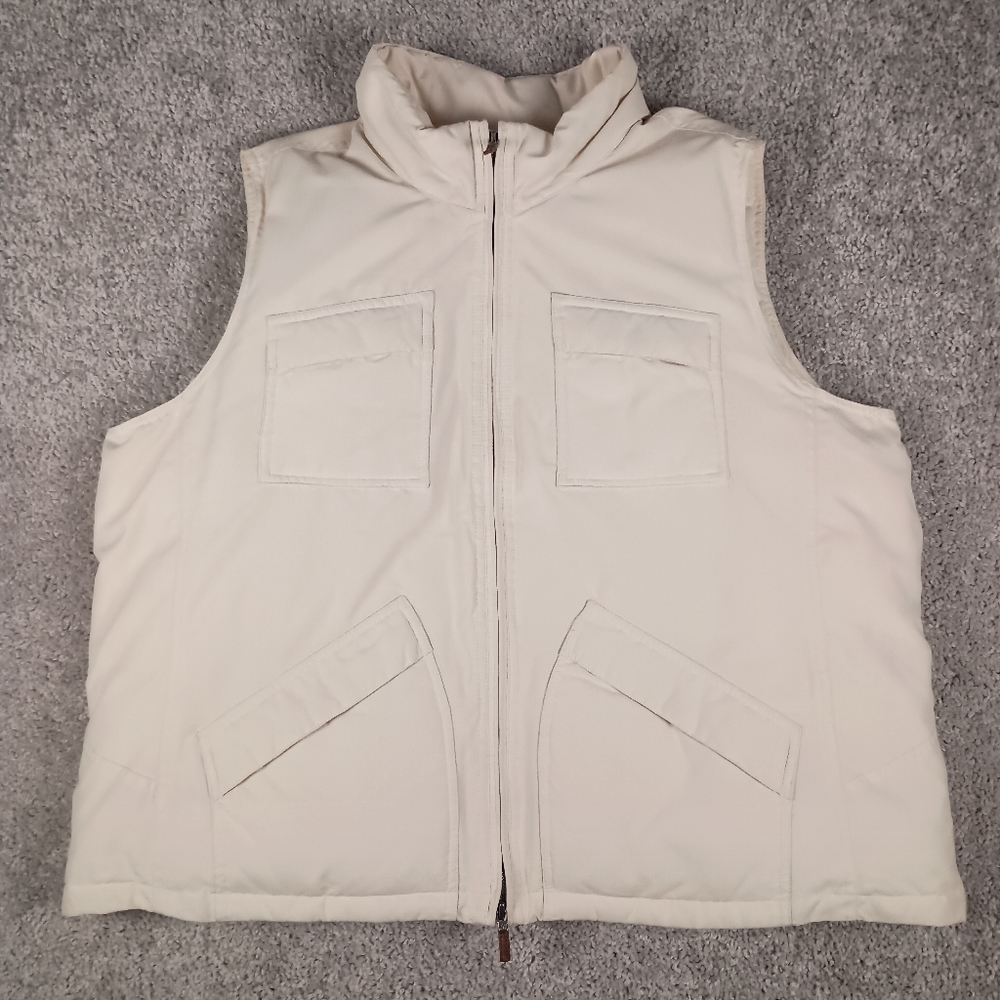 Lauren‎ Ralph Lauren Ivory Down Puffer Vest L Zip Quilted Core - Picture 2 of 7